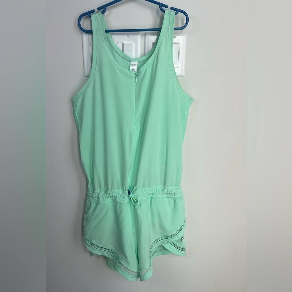 Ivivva by Lululemon RUN DAY FUN DAY RUNSIE Jumper Romper Mint Green Sz 14 Girls